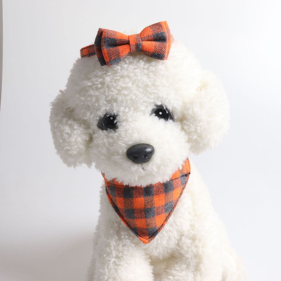 Thumbnail: Plaid Pet Collar and Bow Tie Set – Adjustable Dress Collar