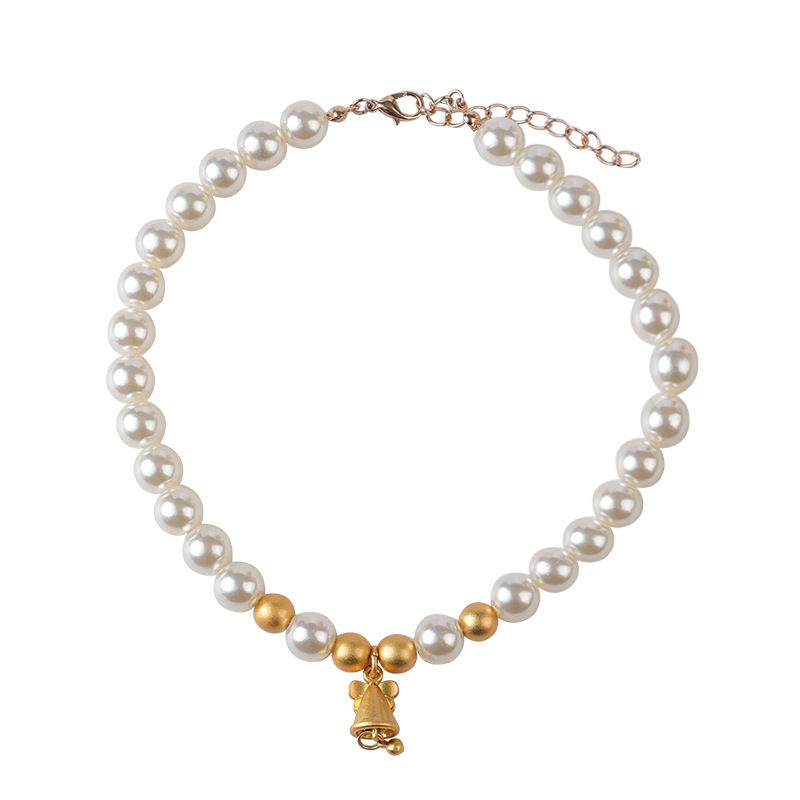 Thumbnail: Pearl Bell Pet Necklace – Gloss Decorative Collar