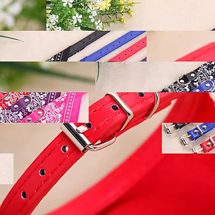 Thumbnail: PU Leather Pet Collar with Triangle Scarf