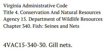 Virginia gill net laws