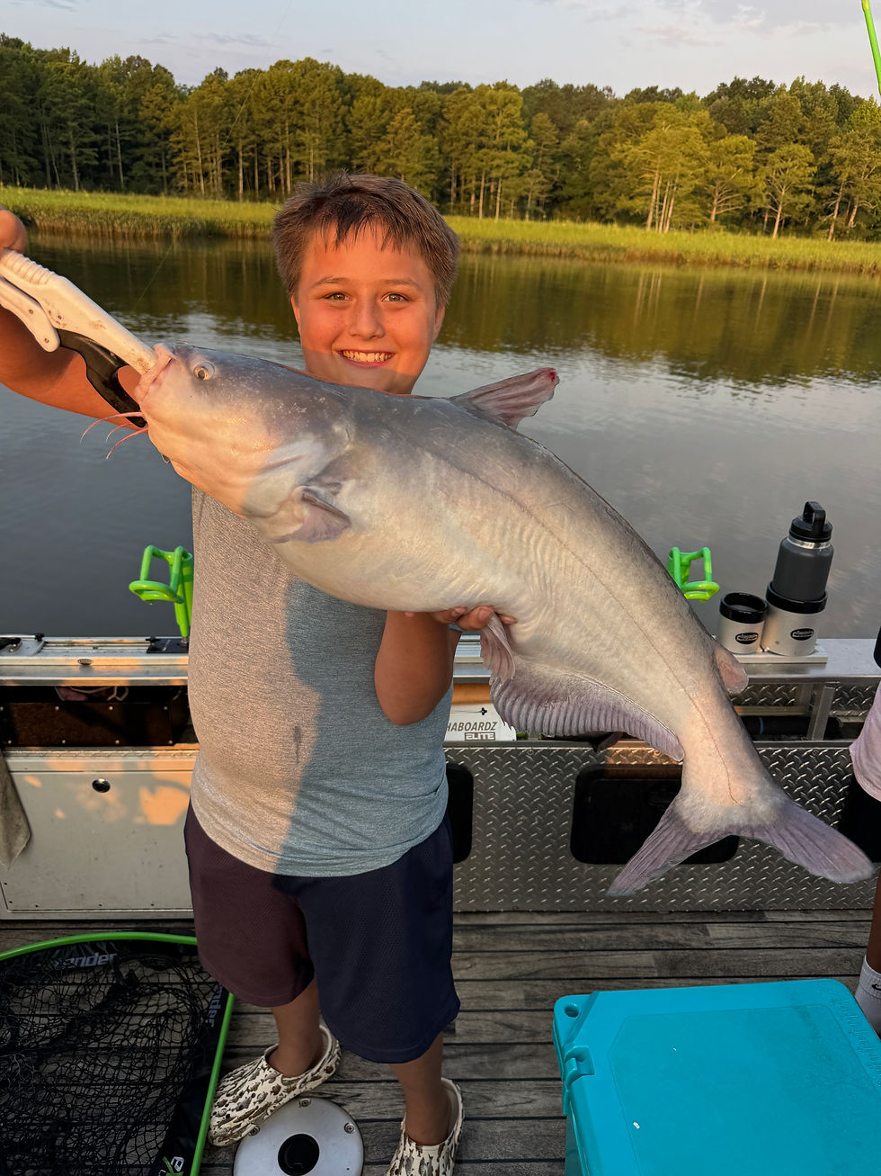 16.5 lb blue catfish caught with Goober Time Guide Service on the Chickahominy River