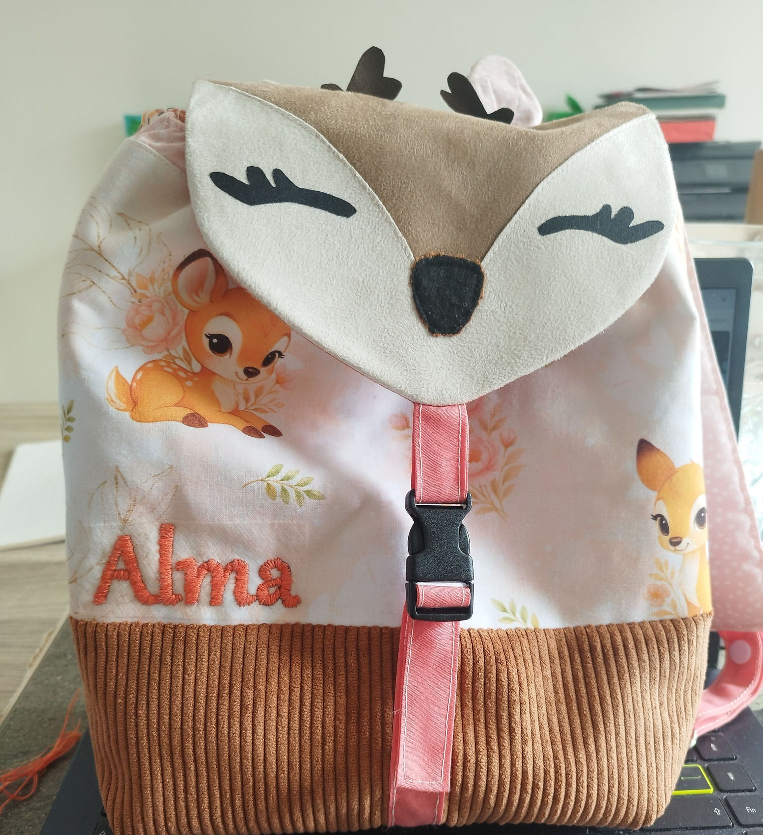 Sac a dos biche personnalisable - prénom
