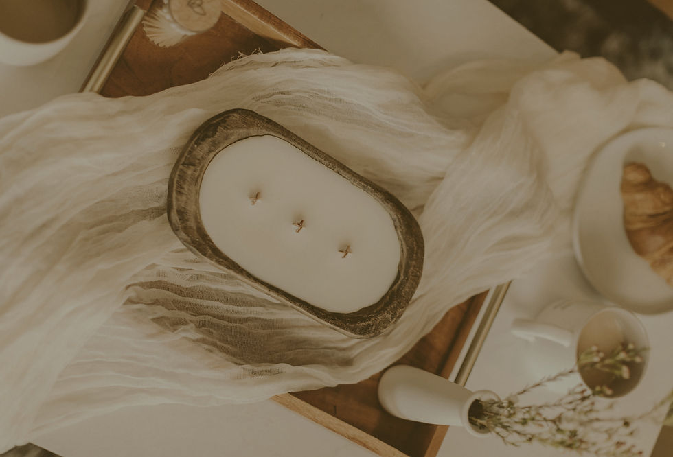 Close-up view of eco-friendly soy wax candle with natural wick