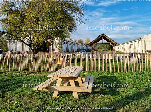 Table de pique-nique en robinier en extérieur