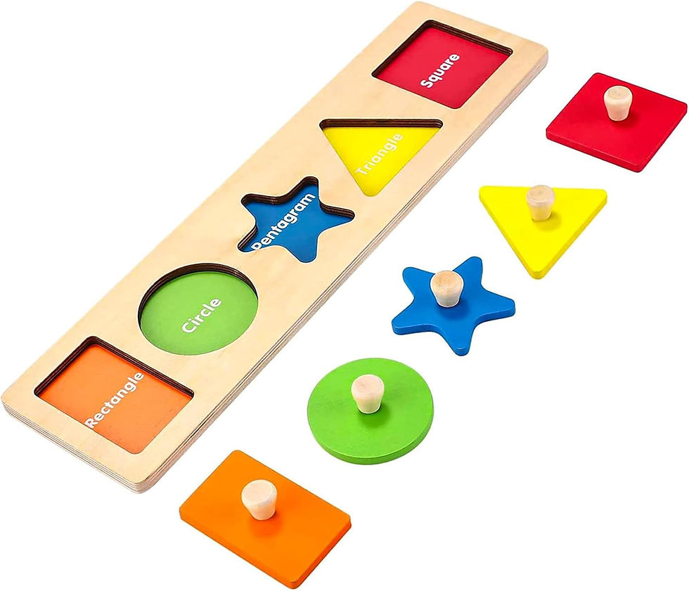 First Jumbo Knob Wooden Shape Puzzles for Toddlers 1-3,Montessori Shapes Sorter