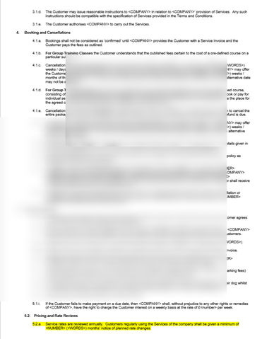 Dog Trainer Customer Contract