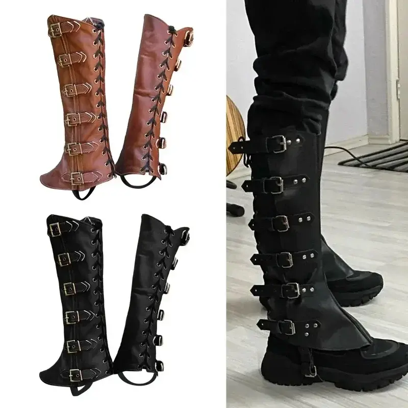 PU Leg Guard Shoe Steampunk Warrior Medieval Gothic Shoe
