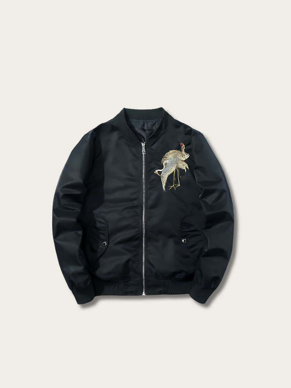 Majestic Crane Japanese Bomber Jacket Front View