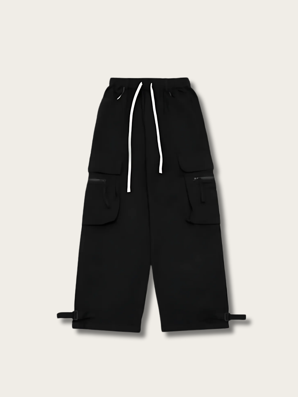 Black Streetflow Utility Japanese Pants Front View