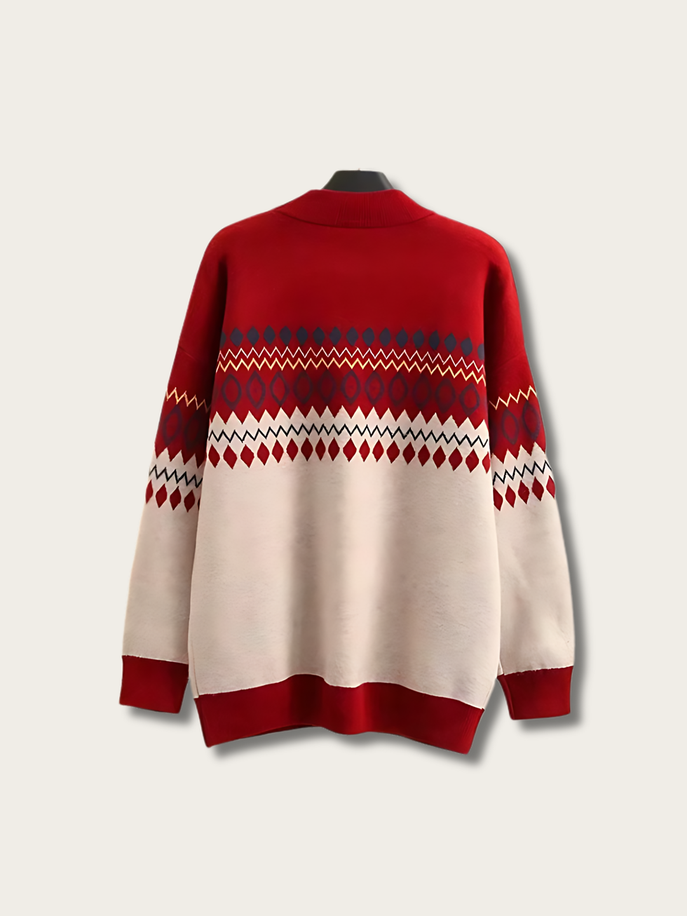 Red Nordic Harmony Knit Japanese Sweater Back View