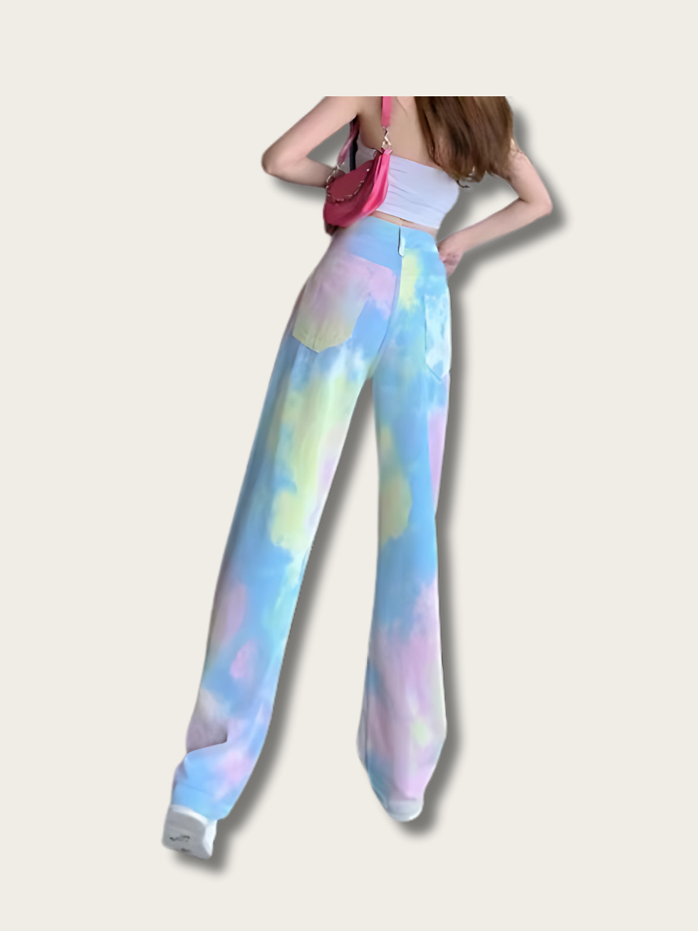 Model Wearing Dreamscape Pastel Japanese Streetwear Pants Back View