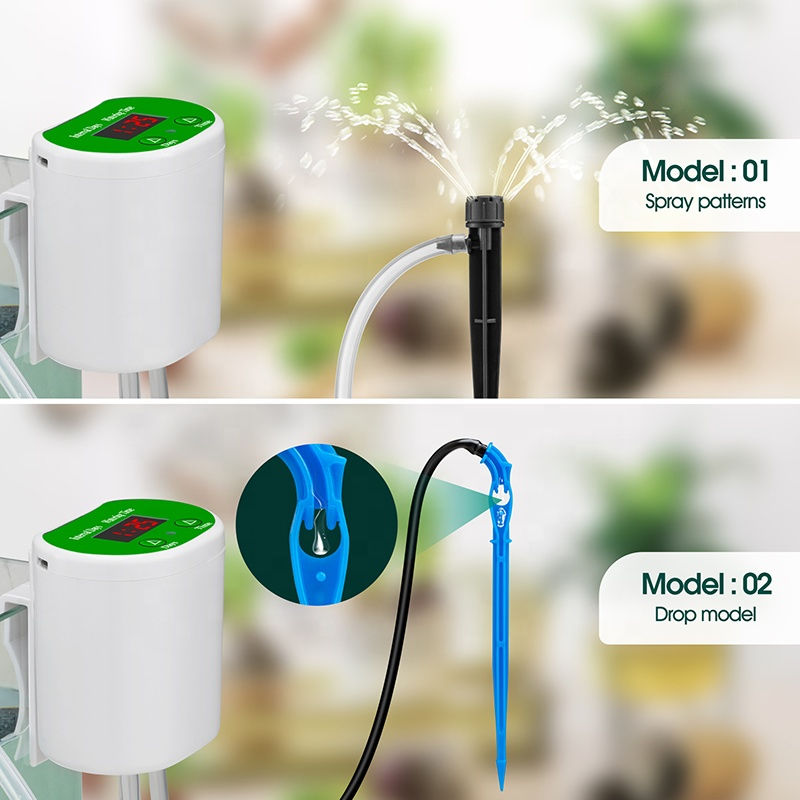 Smart plant watering system featuring an advanced garden water pump for precise irrigation, perfect for hands-free plant care
