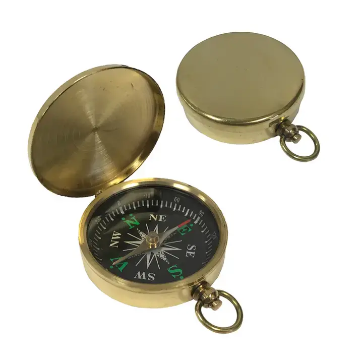 Flip-Top Solid Polished Brass Pocket Compass