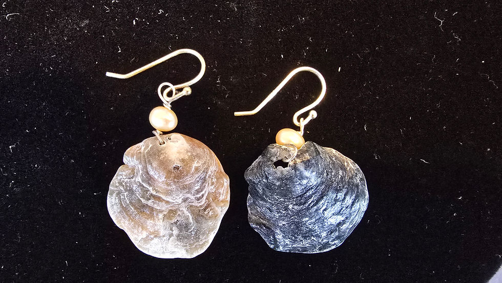 Thumbnail: Shell/Pearl earrings - handmade, unique jewelry (Kathleen O'Neal