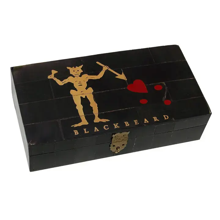 Pirate Blackbeard's Flag Black Horn Box