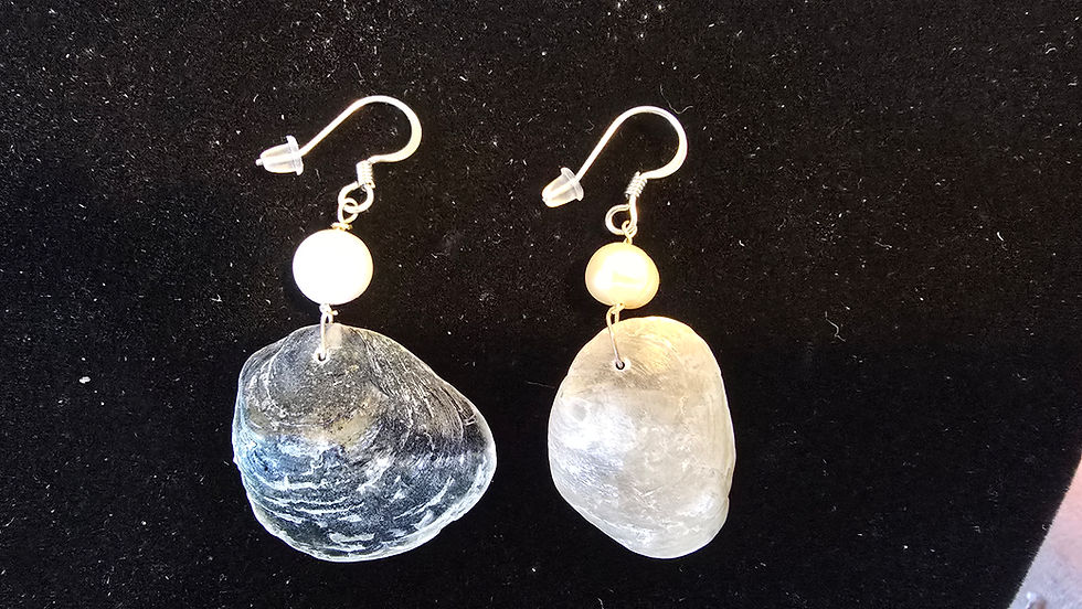 Thumbnail: Shell/Pearl earrings - handmade, unique jewelry (Kathleen O'Neal
