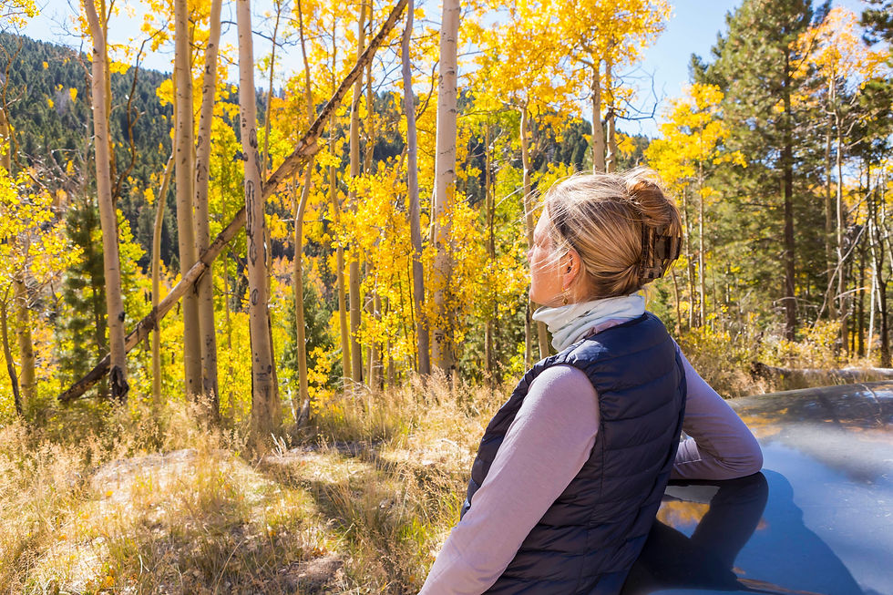 Woman on fall hike