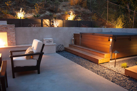 Ipe Deck, Stairs and Built in Spa with Deck Stairs and retaining wall custome design & install