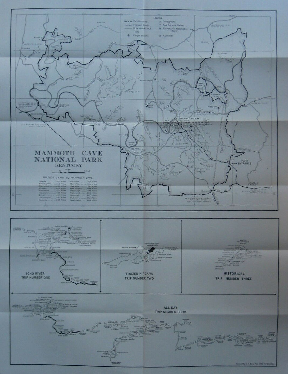 Official Mammoth Cave National Park fold-out road map brochure, printed more than 53 years ago.