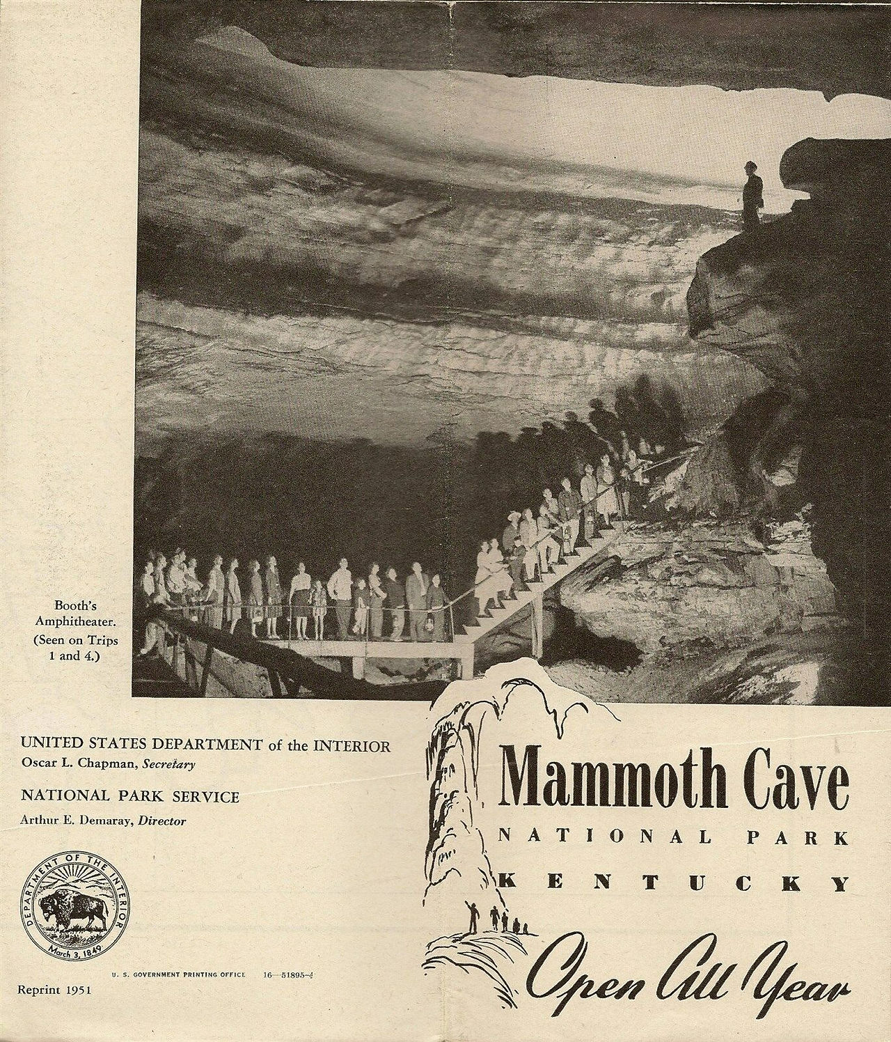 Official Mammoth Cave National Park fold-out road map brochure, printed more than 53 years ago.