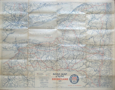 Original 1926 SOCONY Standard Oil Road Map NEW YORK Long Island Rochester Albany