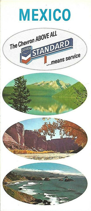 Handsome fold-out 1967 Chevron Oil road map of Mexico, printed more than 53 years ago.