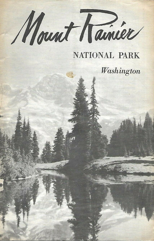Official 1958 Mount Rainier National Park official map booklet, published by the United States Department of the Interior more than 62 years ago.