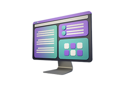 3D design mockup of user interface and user experience screens on computer monitor representing UI/UX services
