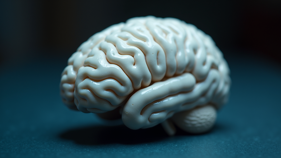 Close-up view of a brain model illustrating neural connections
