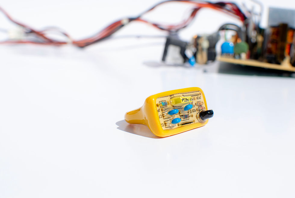 Yellow Circuit Board Ring