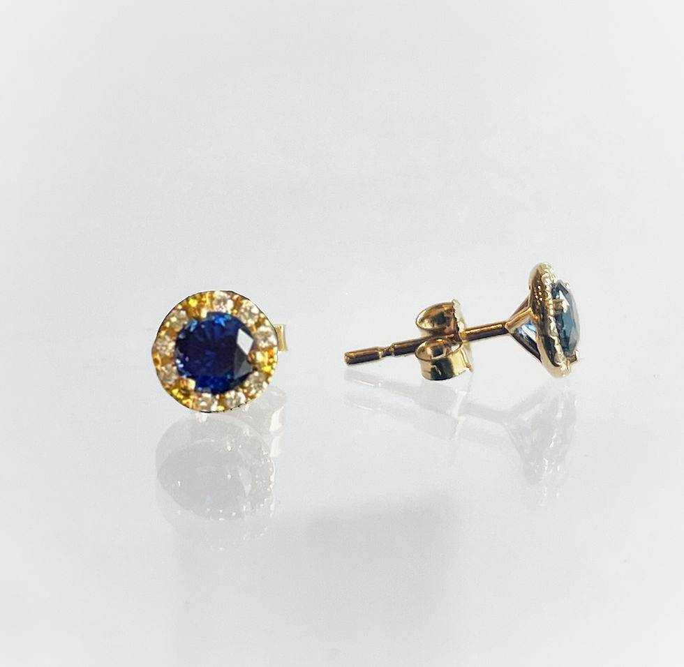 Thumbnail: 18K Genuine Gemstone and Diamond Halo Earrings
