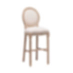 French Wood Round Back Linen Stool Cocktail Height