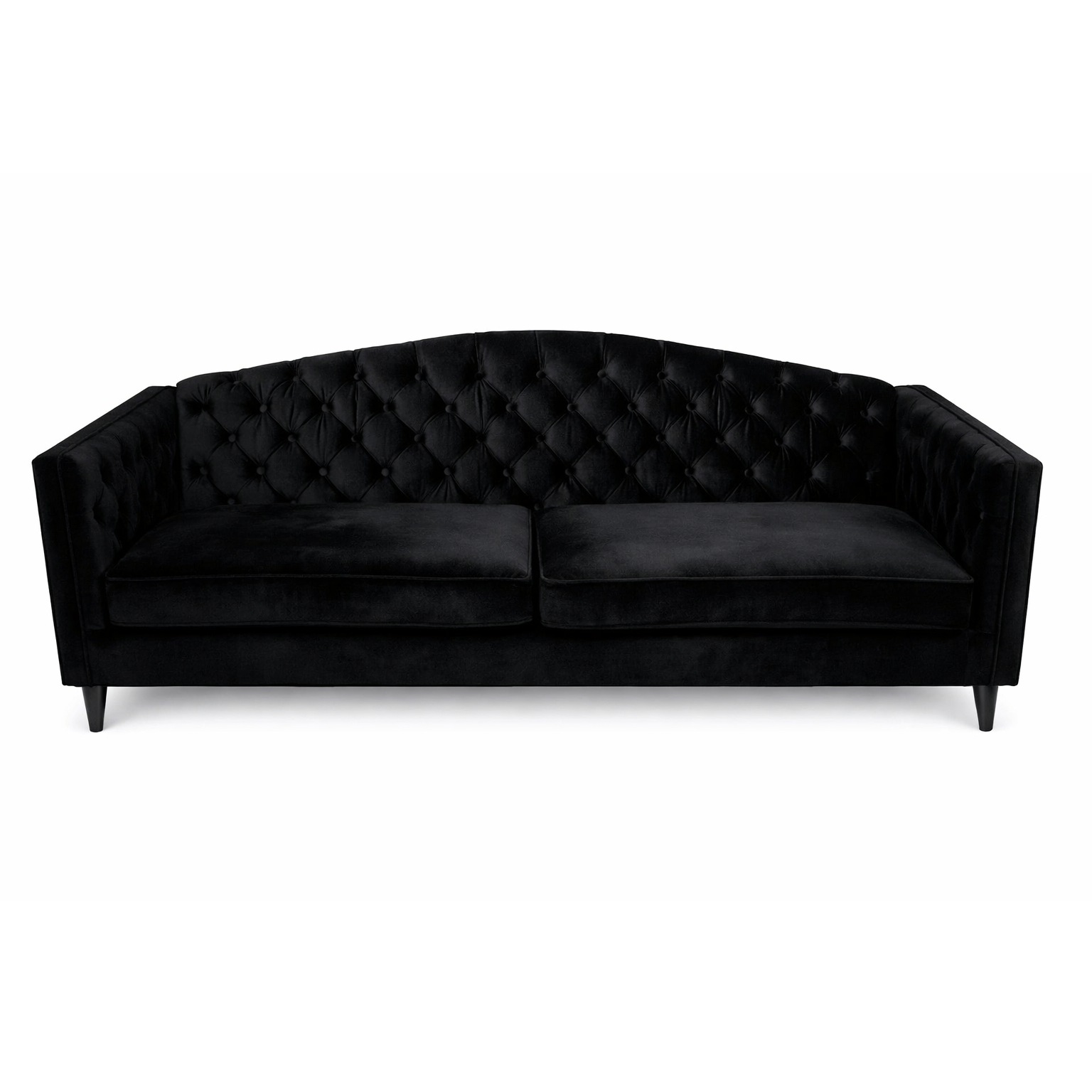 Tufted Black Velvet Sofa