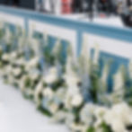 White Stage Draping with Blue Facing