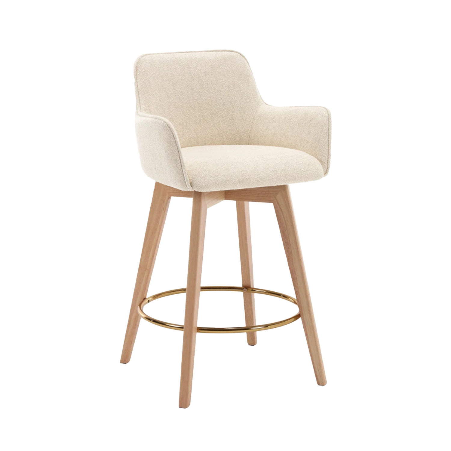 Beige Linen Stool with Back