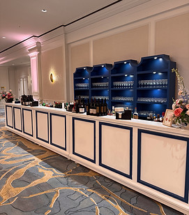 072526 Ritz Carlton Prefunction Bar, Mod Bar Straights, Bookcase Beaded Back Bar, Scallope