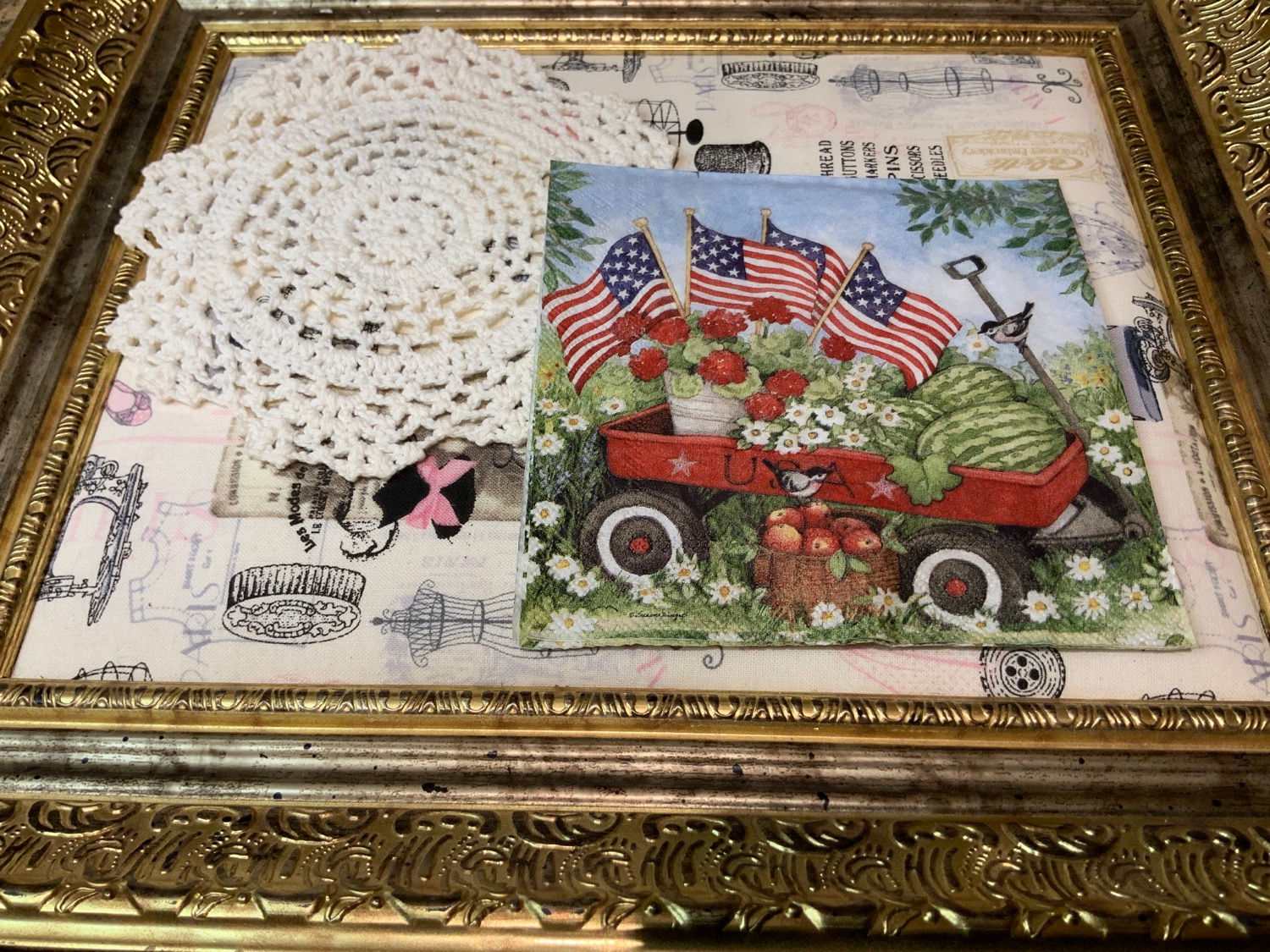 9 1/2”x9 1/2” 3-Ply Patriotic Wagon Napkin (1pcs) #2269