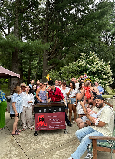 Graduation hibachi chef cooking for a private backyard party