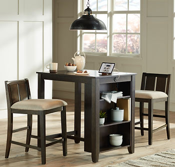 a bistro table scene shot in the modern craftsman set