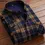 Thumbnail: 2024 Men's Winter Warm Long Sleeve Plaid Shirts Flannel Fur Lined Thick Formal S