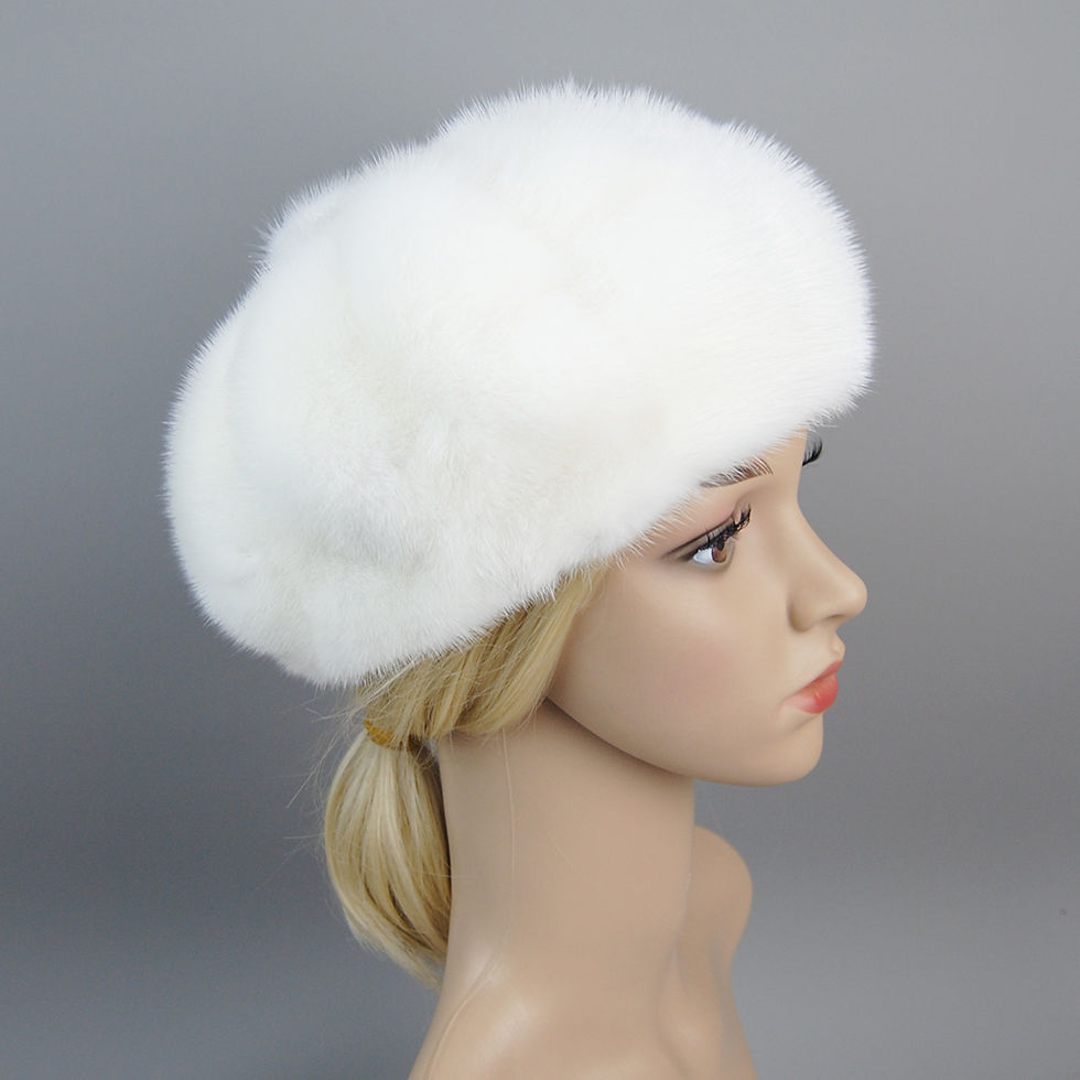 Thumbnail: Hot Sale Full Pelt Luxurious Women Real Mink Fur Hats Winter Warm Fur Caps Fashi