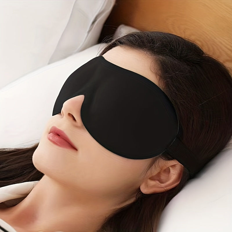 Ultra-Soft 1pc Polyester 3D Contoured Sleep Mask - 100% Light Blocking, Breathab