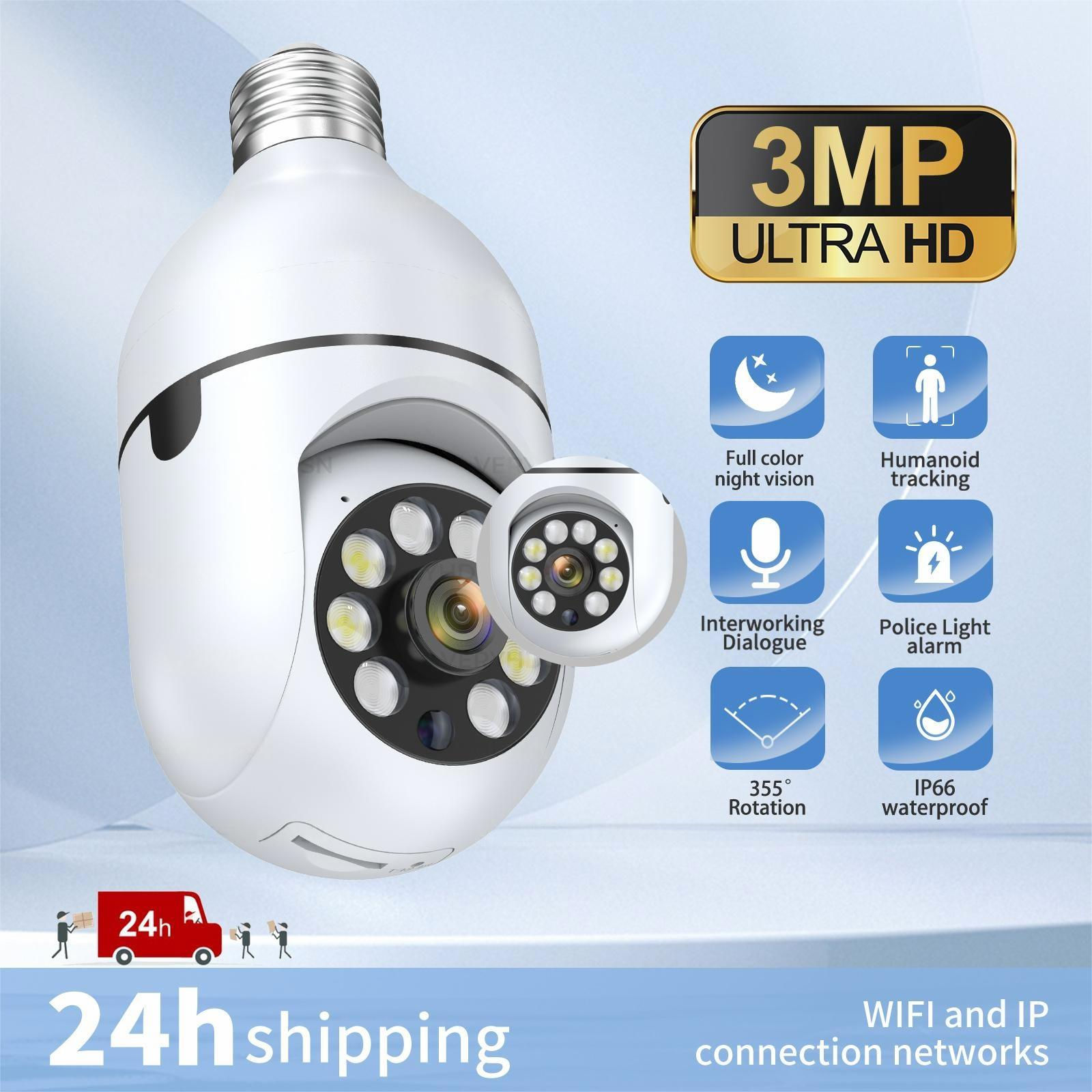 5G Wifi IP E27 Bulb Surveillance Camera Night Vision