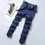 Thumbnail: Men's Comfortable Soft Business Casual Denim Trousers Slim Fit Straight Pants Fa