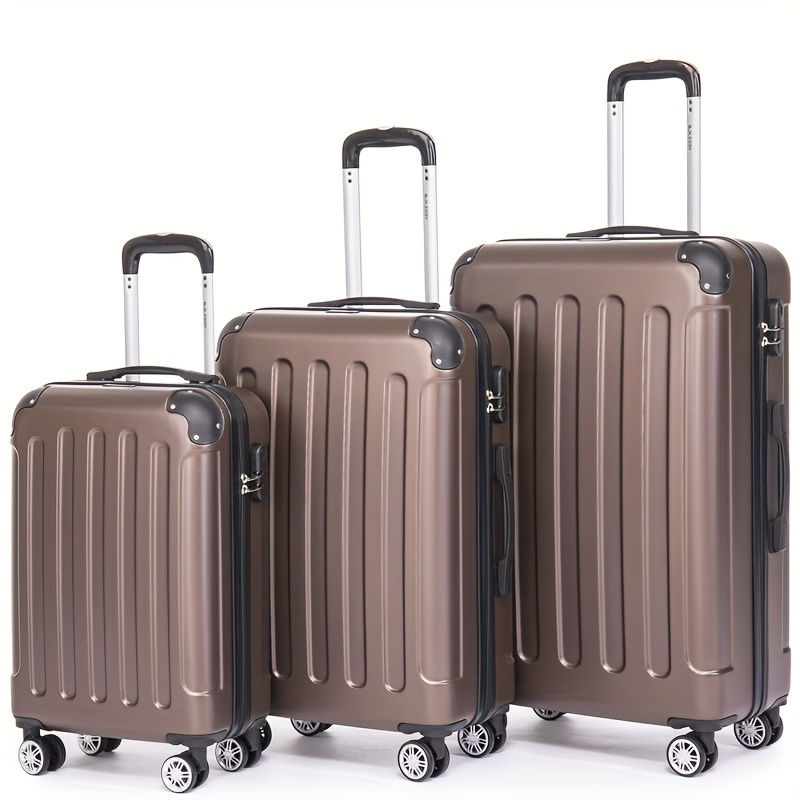 Thumbnail: 3pcs Beige Hard Shell Luggage Set - 20", 24", 28" Suitcases with Spinner Wheels,