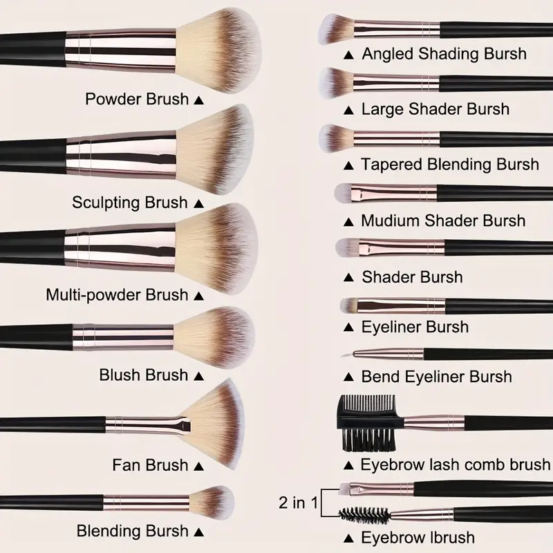 Thumbnail: Professional 3-20PCS Makeup Brushes Set Eyeshadow Foundation Concealer Blending 