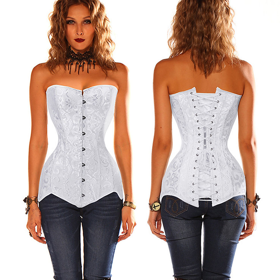 Thumbnail: Long Torso Corset Tops Women Vintage Gothic Overbust Bustier Lace-up Steel Boned