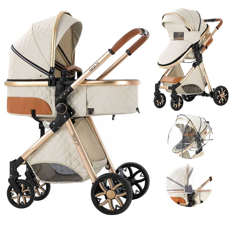 Thumbnail: Luxury Baby Stroller 2 in 1 Foldable Stroller High landscape Newborn Baby Bassin
