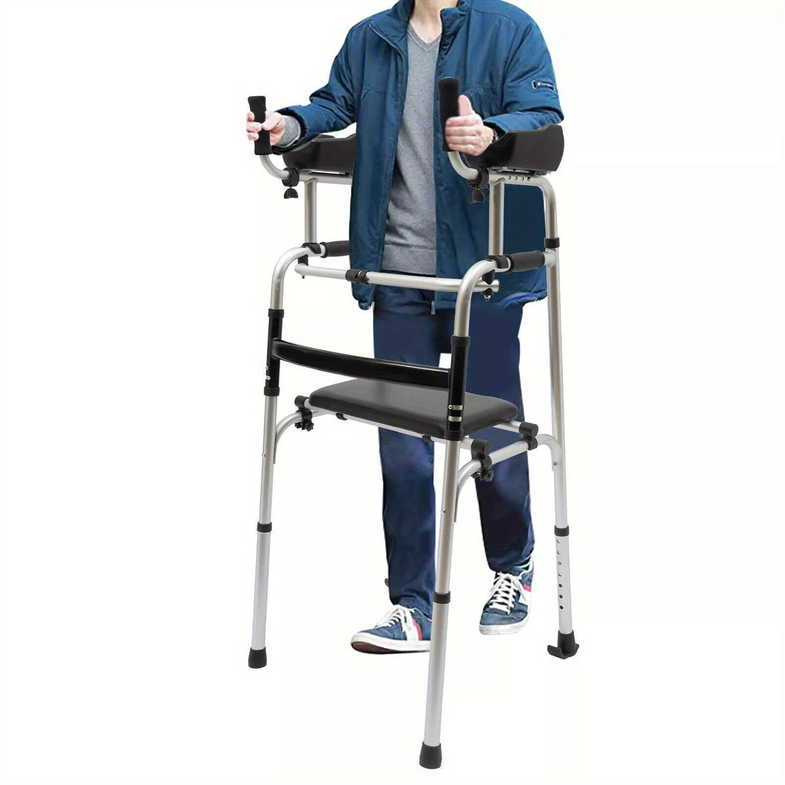 Adjustable Height Aluminum Folding Rollator - Stylish & Comfortable with Armrest