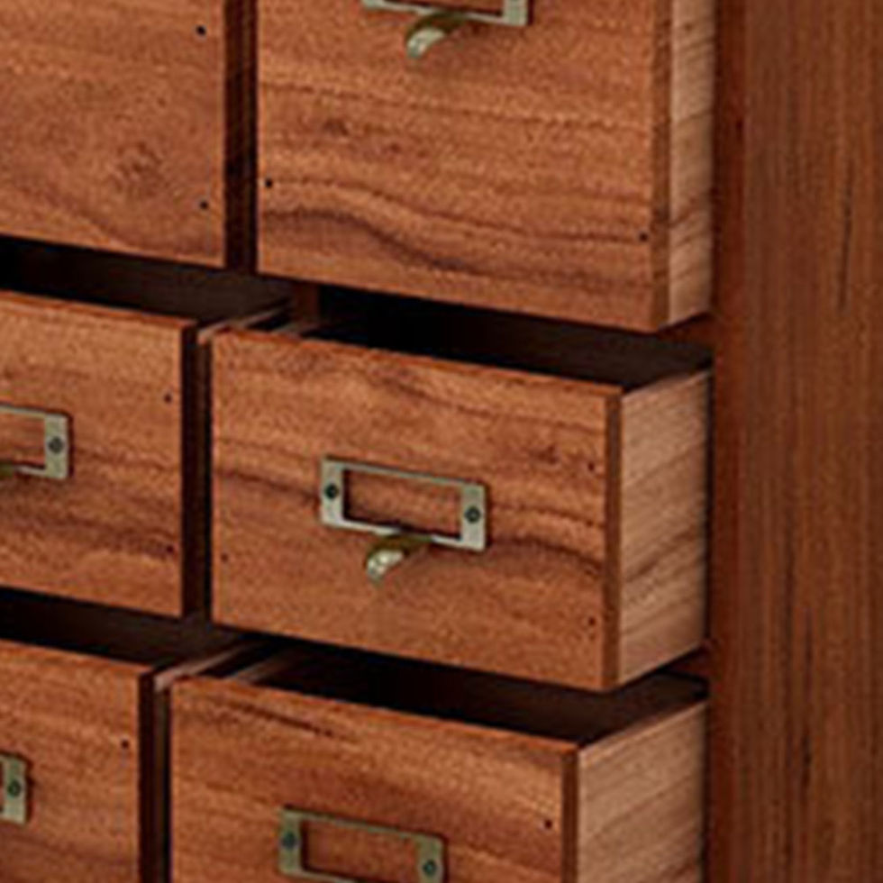 Thumbnail: 12 Drawer Wooden Apothecary Cabinet with Label Slot & Metal Handle Desk Drawer O